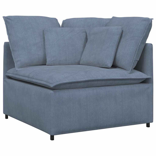 Modulares Cordstoff Sofa Blau mit Kissen