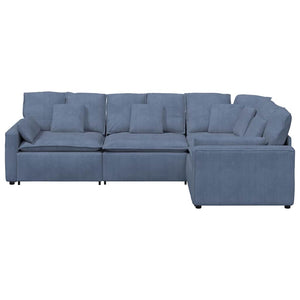 Modulares Cordstoff Sofa Blau mit Kissen