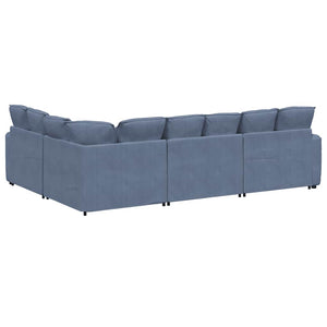 Modulares Cordstoff Sofa Blau mit Kissen