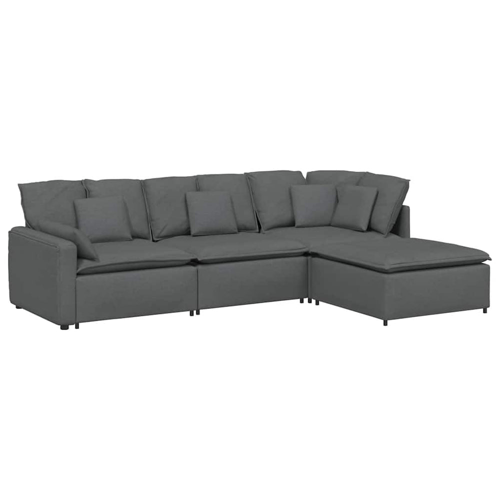 Modulares Sofa mit Hocker Dunkelgrau