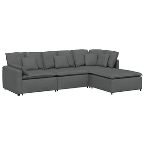 Modulares Sofa mit Hocker Dunkelgrau