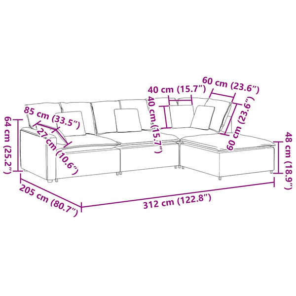 Modulares Sofa mit Hocker Dunkelgrau