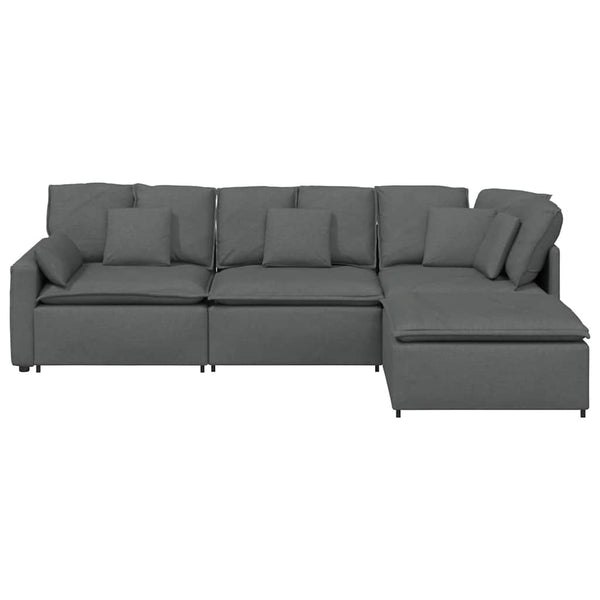 Modulares Sofa mit Hocker Dunkelgrau