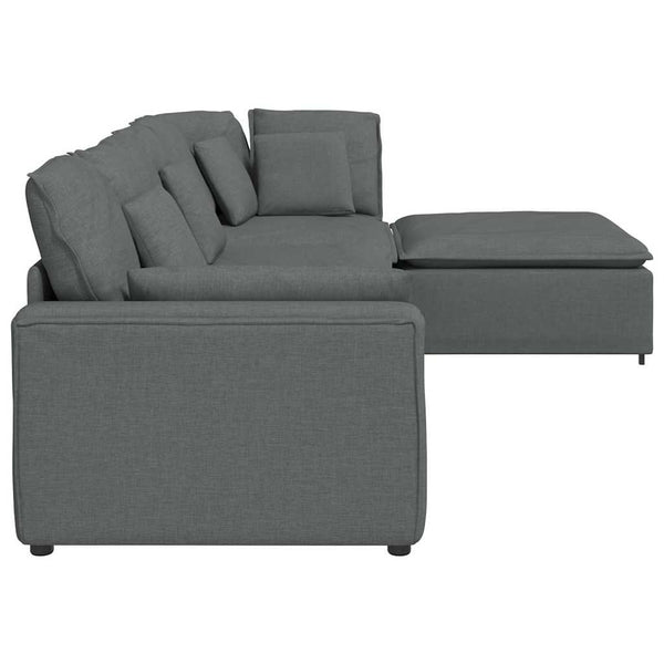 Modulares Sofa mit Hocker Dunkelgrau