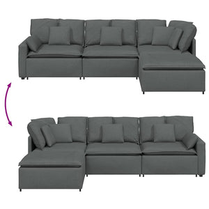 Modulares Sofa mit Hocker Dunkelgrau
