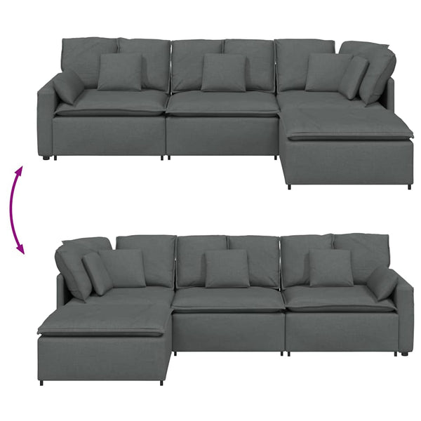 Modulares Sofa mit Hocker Dunkelgrau