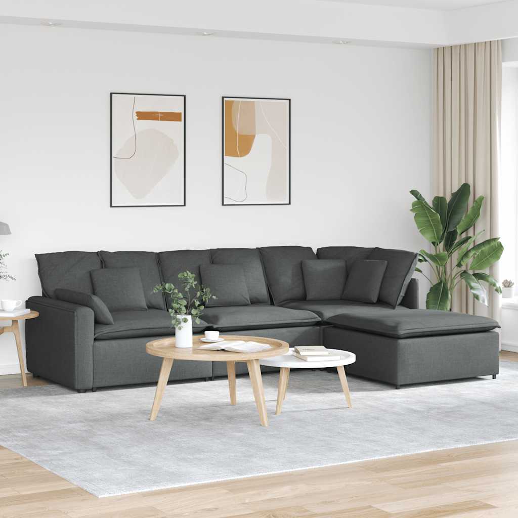 Modulares Sofa mit Hocker Dunkelgrau