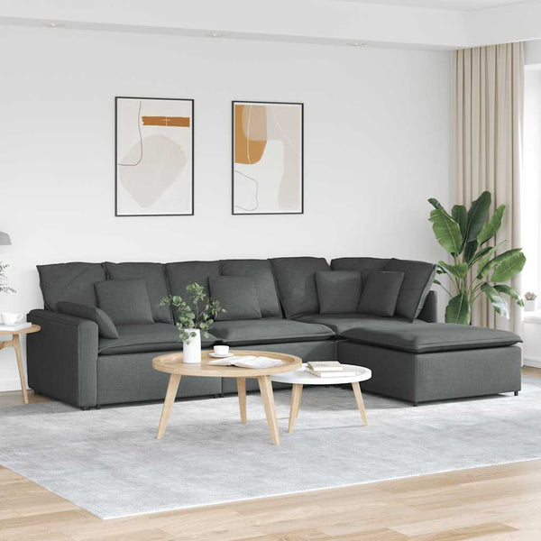 Modulares Sofa mit Hocker Dunkelgrau