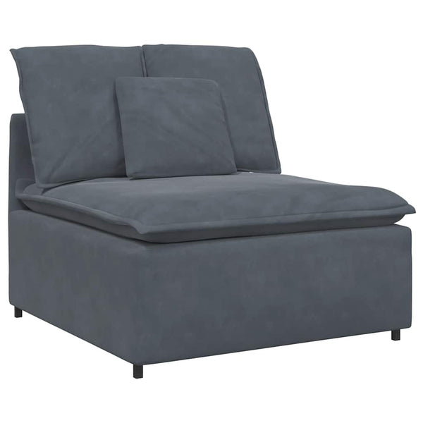 Modulares Sofa mit Hocker Dunkelgrau Samt