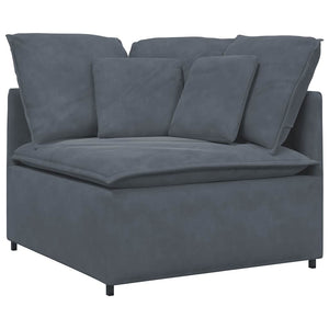 Modulares Sofa mit Hocker Dunkelgrau Samt