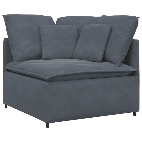 Modulares Sofa mit Hocker Dunkelgrau Samt