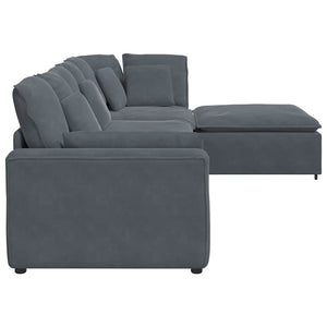 Modulares Sofa mit Hocker Dunkelgrau Samt
