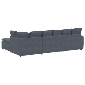 Modulares Sofa mit Hocker Dunkelgrau Samt