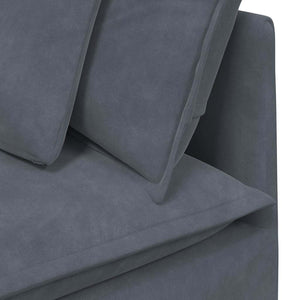 Modulares Sofa mit Hocker Dunkelgrau Samt