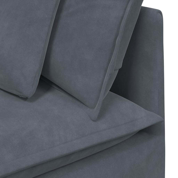 Modulares Sofa mit Hocker Dunkelgrau Samt