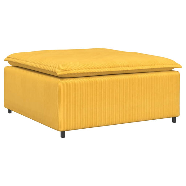 Modulares Cord Sofa mit Hocker, Hellgelb