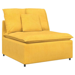 Modulares Cord Sofa mit Hocker, Hellgelb