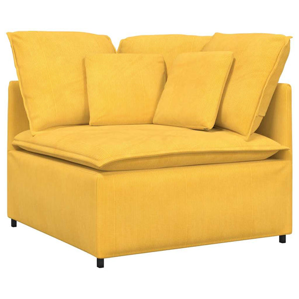 Modulares Cord Sofa mit Hocker, Hellgelb