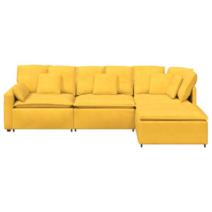 Modulares Cord Sofa mit Hocker, Hellgelb