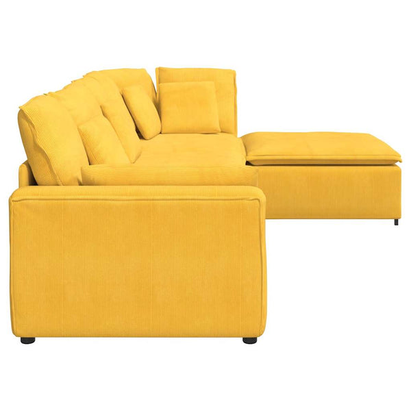 Modulares Cord Sofa mit Hocker, Hellgelb