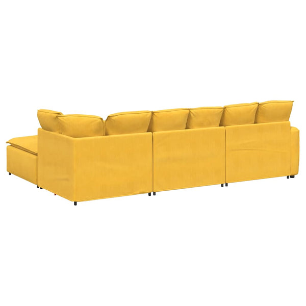 Modulares Cord Sofa mit Hocker, Hellgelb