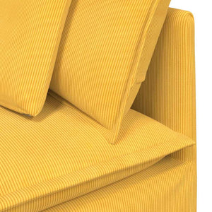 Modulares Cord Sofa mit Hocker, Hellgelb