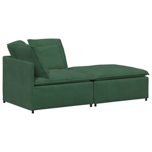 Modulares Sofa Dunkelgrün mit Fußhocker