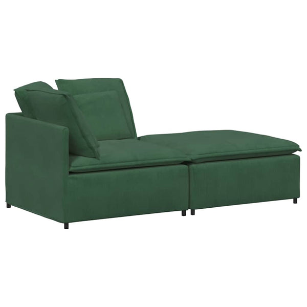 Modulares Sofa Dunkelgrün mit Fußhocker