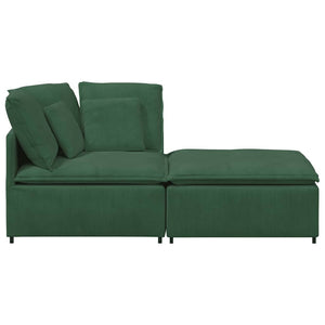 Modulares Sofa Dunkelgrün mit Fußhocker