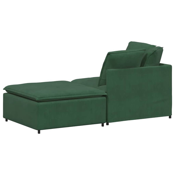 Modulares Sofa Dunkelgrün mit Fußhocker