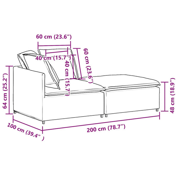 Modulares Sofa Dunkelgrün mit Fußhocker