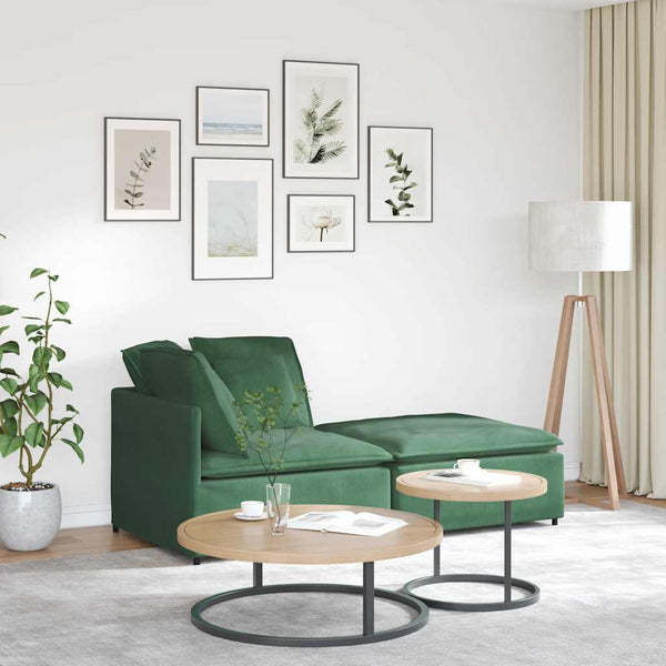 Modulares Sofa Dunkelgrün mit Fußhocker
