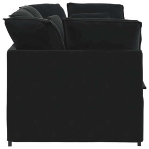 Modulares Sofa Samt Schwarz mit Kissen