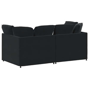 Modulares Sofa Samt Schwarz mit Kissen