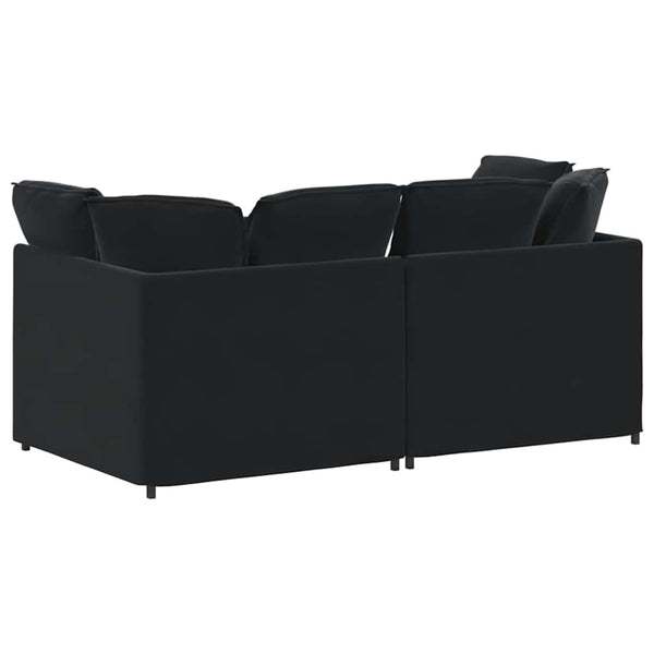 Modulares Sofa Samt Schwarz mit Kissen