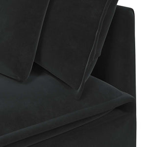 Modulares Sofa Samt Schwarz mit Kissen