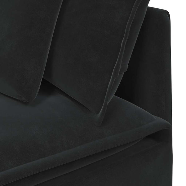 Modulares Sofa Samt Schwarz mit Kissen