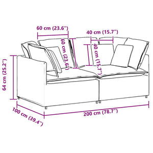 Modulares Sofa Samt Schwarz mit Kissen
