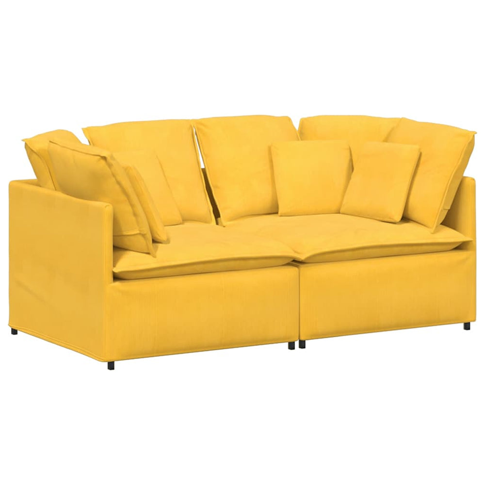 Modulares Sofa Cordstoff Hellgelb mit Kissen