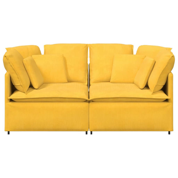 Modulares Sofa Cordstoff Hellgelb mit Kissen