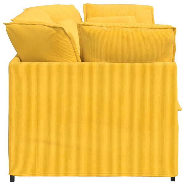 Modulares Sofa Cordstoff Hellgelb mit Kissen