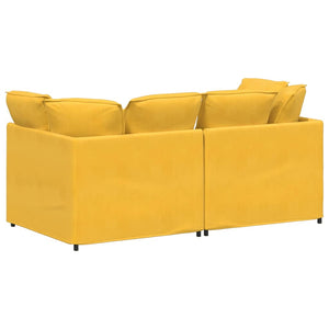 Modulares Sofa Cordstoff Hellgelb mit Kissen