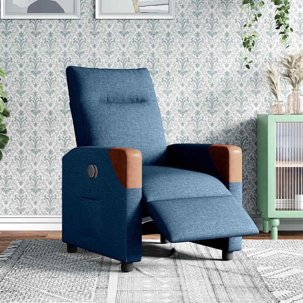 Elektrischer Relaxsessel Blau Stoff