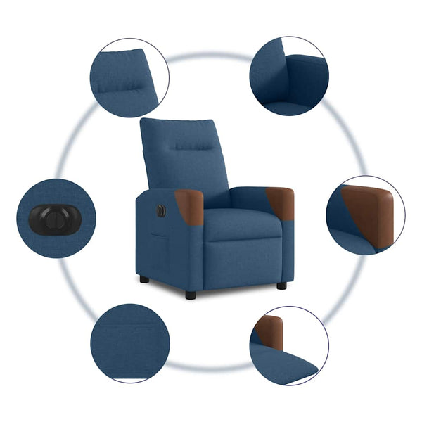 Elektrischer Relaxsessel Blau Stoff