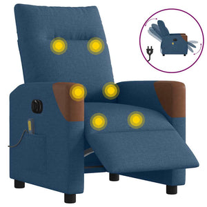 Elektrischer Massagesessel Blau Stoff