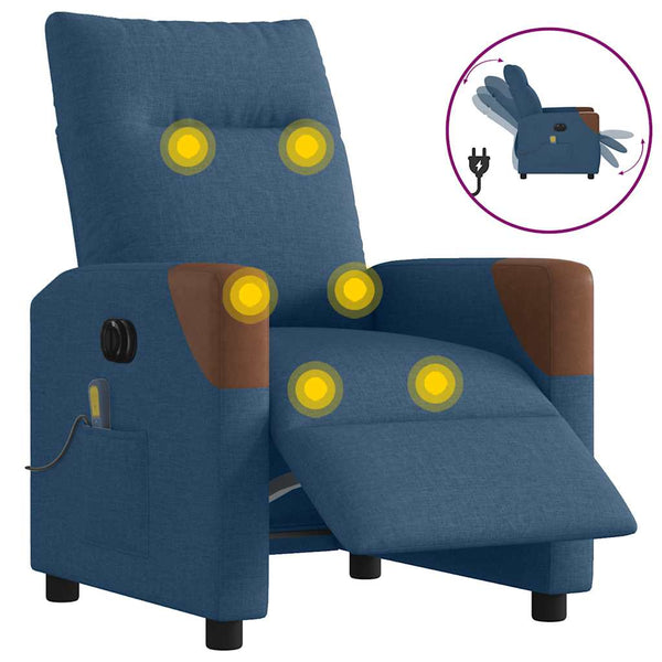Elektrischer Massagesessel Blau Stoff