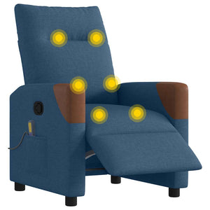 Elektrischer Massagesessel Blau Stoff