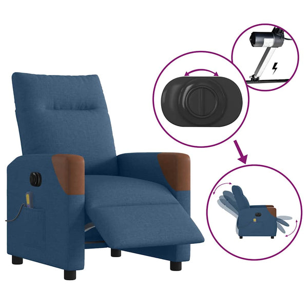 Elektrischer Massagesessel Blau Stoff