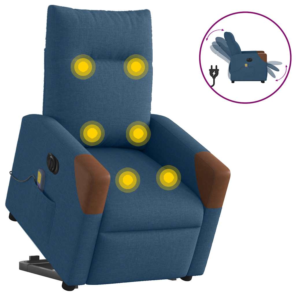 Elektrischer Massagesessel mit Aufstehhilfe Blau