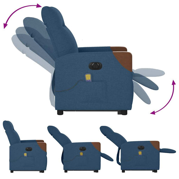 Elektrischer Massagesessel mit Aufstehhilfe Blau